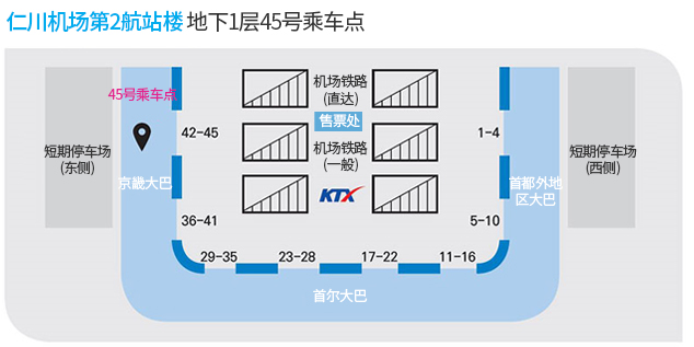 인천공항 제2터미널: 지하 1층 45번 타는곳